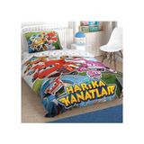 Taç Harika Kanatlar Super Team Pamuk Nevresim Takımı Yorgan Yastık - Açık Mavi - Gri - 160 x 220 cm