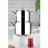 Taç Hera Jumbo Çaydanlık Takımı Platin Üst Demlik: 2,20 L Alt Demlik: 4,20 L