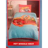 Taç Hot Wheels Race Tek Kişilik Yatak Örtüsü - Mavi - 160 x 230 cm