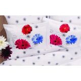 Taç Ital Çiçek Desenli Saten Volanlı Kenar Yastık Kılıfı 2 Adet 50 x 70 cm - 50 x 70 cm - Beyaz - Mavi