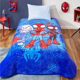 Taç Kristal Taç Lisanslı Disney Spidey And Friends Tek Kişilik Battaniye - 160 x 200 cm - Mavi