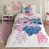 Taç Lilo And Stitch Lisanslı Ranforce Çarşafı Lastikli Tek Kişilik Nevresim Takımı-Pembe - 160 x 220 cm
