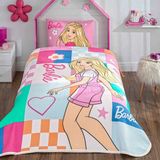 Taç Lisanslı Barbie Colourful Pamuk Tek Kişilik Pike Takımı - Çok Renkli