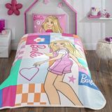 Taç Lisanslı Barbie Colourful Pamuk Tek Kişilik Pike Takımı