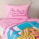 Taç Lisanslı Barbie Dream House Pamuk Tek Kişilik Nevresim Takımı - Renkli