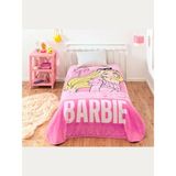 Taç Lisanslı Barbie Girl Power Tek Kişilik Battaniye 160x220 cm Pembe Desenli Polyester - 160 x 220 cm