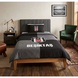 Taç Lisanslı Beşiktaş Efsane ( 120 x 200 cm Lastikli Çarşaflı ) Tek Kişilik Nevresim Takımı - Siyah - 160 x 220 cm