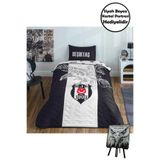 Taç Lisanslı Beşiktaş Kartal Tek Kişilik Yatak Örtüsü Seti Mini 3D Portre Hediyeli