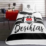 Taç Lisanslı Beşiktaş Siyah Kartal Tek Kişilik Pike Takımı - 160 X 230