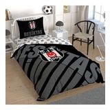 Taç Lisanslı Beşiktaş Siyah Logo Tek Kişilik Nevresim Takımı