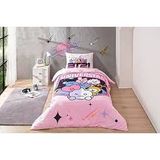 Taç Lisanslı BT21 Universtar Pamuk Tek Kişilik Nevresim Takımı - Pembe - 160 x 220 cm