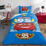 Taç Lisanslı Disney Cars Let's Race Tek Kişilik Pamuklu Nevresim Takımı - 160 x 220 cm - Mavi