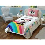 Taç Lisanslı Disney Minnie Colour 120 x 200LASTIKLI Çarşaflı Pike Takımı - Açık Pembe