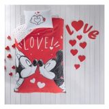 Taç Lisanslı Disney Minnie&mickey Lovely Tek Kişilik Nevresim Takımı - 160 x 220 cm - Kırmızı - Beyaz