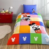 Taç Lisanslı Disney Mnnie & Mickey Tek Kişilik Pamuk Nevresim Takımı - Renkli