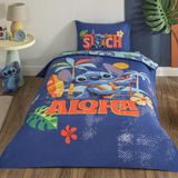 Taç Lisanslı Disney Stitch Aloha Tek Kişilik Pamuk Nevresim Takımı 100 - Renkli - 160 x 220 cm