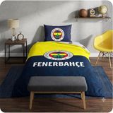 Taç Lisanslı Fenerbahçe ( 120 x 200 cm Lastikli Çarşaflı ) Tek Kişilik Nevresim Takımı - Sarı - Lacivert - 160 x 220 cm