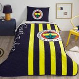 Taç Lisanslı Fenerbahçe Çubuklu Tek Kişilik Yatak Örtüsü Seti - Çok Renkli - 160 x 230 cm