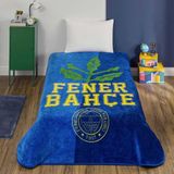 Taç Lisanslı Fenerbahçe Palamut Logo Tek Kişilik Battaniye Mavi Renkli Yumuşak Tasarım