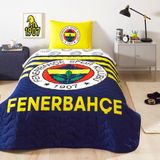 Taç Lisanslı Fenerbahçe Stripe Tek Kişilik Yatak Örtüsü Seti - Lacivert - 160 x 220 cm