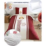 Taç Lisanslı Galatasaray 1905 Glow Tek Kişilik Pamuk Nevresim Takımı Yorgan Yastık - Sarı - Kırmızı