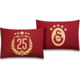 Taç Lisanslı Galatasaray 25.Şampiyonluk 2'li Yastık Kılıfı Seti - Sarı - Kırmızı - 50 x 70 cm