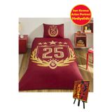 Taç Lisanslı Galatasaray 25.Şampiyonluk Tek Kişilik Nevresim Takımı Mini 3D Portre Hediyeli