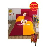 Taç Lisanslı Galatasaray Efsane Pamuk Tek Kişilik Nevresim Takımı Mini 3D Portre Hediyeli