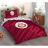 Taç Lisanslı Galatasaray Kırmızı Logo Pamuk Tek Kişilik Nevresim Takımı Çok Renkli