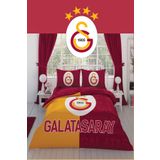 Taç Lisanslı Galatasaray Parçalı Logo Pamuk Çift Kişilik Nevresim Takımı Çok Renkli