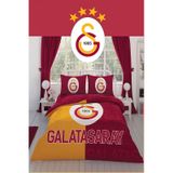 Taç Lisanslı Galatasaray Parçalı Logo Pamuk Çift Kişilik Nevresim Takımı Sarı - Kırmızı