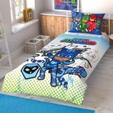 Taç Lisanslı Genç Pj Masks Tek Kişilik Nevresim Takımı Yeşil 160 x 220 cm Eğlenceli Desen