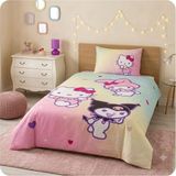 Taç Lisanslı Hello Kitty & Friends ( 120 x 200 cm Lastikli Çarşaflı ) Tek Kişilik Nevresim Takımı - Renkli - 160 x 220 cm
