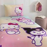 Taç Lisanslı Hello Kitty & Friends Pamuk Tek Kişilik Nevresim Takımı - Renkli - 160 x 220 cm
