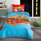 Taç Lisanslı Hot Wheels Race Tek Kişilik Yatak Örtüsü Seti - 160 x 230 cm - Mavi