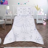 Taç Lisanslı Jakar Yatak Örtüsü Frozen Snowflak Tek Kişilik - Beyaz - 180 x 240 cm