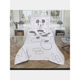 Taç Lisanslı Jakar Yatak Örtüsü Mickey Enjoy Tek Kişilik - Beyaz - 180 x 240 cm