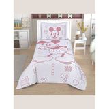Taç Lisanslı Jakar Yatak Örtüsü Mickey Mouse Tek Kişilik - Beyaz - 180 x 240 cm