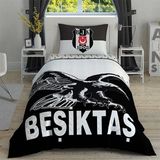 Taç Lisanslı Kapitoneli Nevresim Takımı Beşiktaş Kartal Tek Kişilik - 160 x 200 cm - Siyah - Beyaz