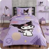 Taç Lisanslı Kuromi Pretty ( 120 x 200 cm Lastikli Çarşaflı ) Tek Kişilik Nevresim Takımı - Lila - 160 x 220 cm