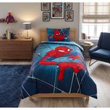 Taç Lisanslı Spiderman Classical ( 120 x 200 cm Lastikli Çarşaflı ) Tek Kişilik Nevresim Takımı - Lacivert - 160 x 220 cm
