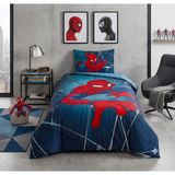 Taç Lisanslı Spiderman Rise ( 120 x 200 cm Lastikli Çarşaflı ) Tek Kişilik Nevresim Takımı - Lacivert - 160 x 220 cm