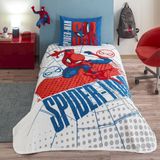 Taç Lisanslı Spiderman Web Tek Kişilik Pamuk Pike Takımı - Renkli