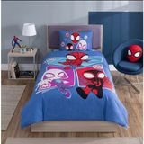 Taç Lisanslı Spidey Adventure ( 120 x 200 cm Lastikli Çarşaflı ) Tek Kişilik Nevresim Takımı - Renkli - 160 x 220 cm