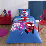 Taç Lisanslı Spidey Adventure Tek Kişilik Pamuk Nevresim Takımı - Renkli