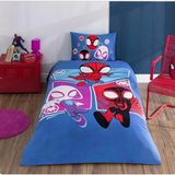 Taç Lisanslı Spidey Adventure Tek Kişilik Pamuklu Nevresim Takımı - Mavi - 160 x 220 cm