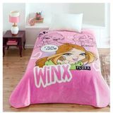 Taç Lisanslı Tek Kişilik Çocuk Battaniye (160X220)-Winx Girl Club Pembe