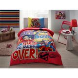 Taç Lisanslı Tek Kişilik Nevresim Takımı Super Hero Gırls - Kırmızı - 160 x 220 cm