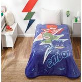 Taç Lisanslı Tek Kişilik Pj Masks Heroes Battaniye - 150 x 200 cm - Koyu Mavi