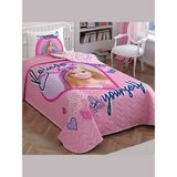 Taç Lisanslı Yatak Örtüsü Seti Barbie Winter Tek Kişilik - 160 x 230 cm - Pembe